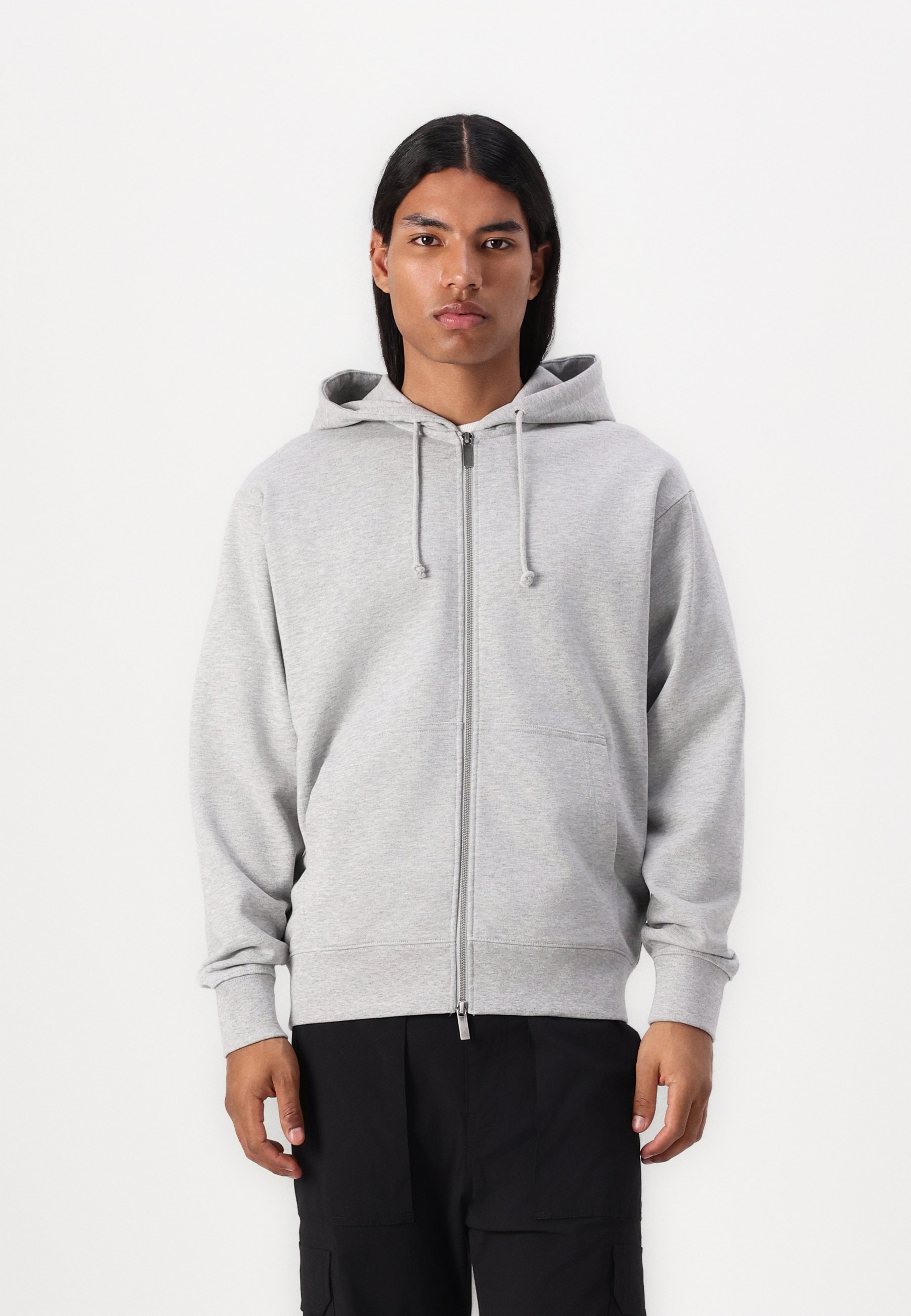 Sweat à Capuche Zippé AllSaints Gris, Homme, Taille L, 100% Coton, Coupe Régulière