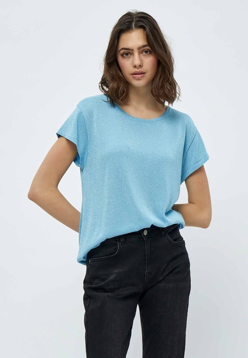 Minus MICARLINA KNIT TEE - Jednoduché tričko - pasific blue lurex