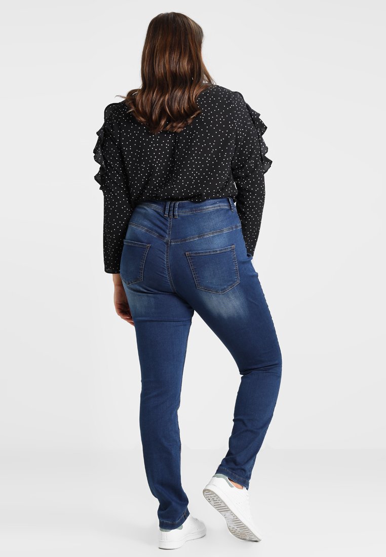 Zizzi Vrouwen Grote Maten Emily Jeans Slim Fit Normale Taille Maat 56W / 78 cm Blau