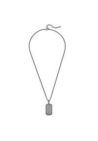 Collana con dog tag in tono argentato con una catena testurizzata, caratterizzata da un pendente rettangolare inciso con la parola "POLICE". Chiusura regolabile.