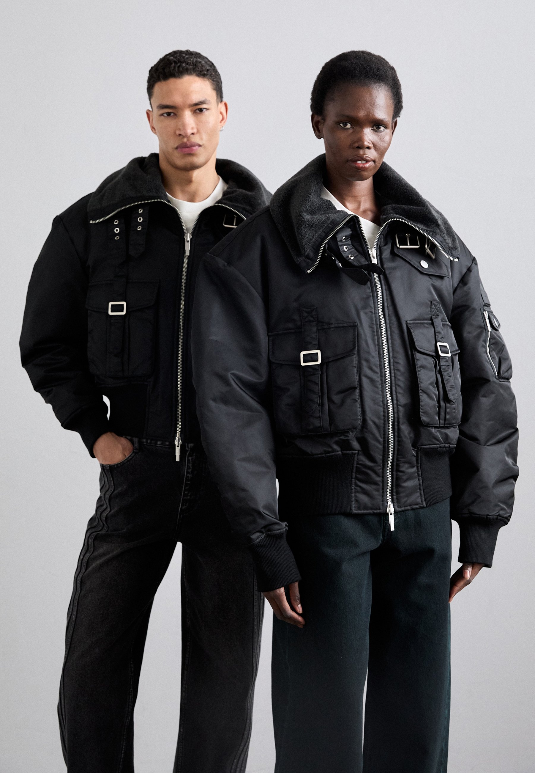 Feng Chen Wang LAPEL CARGO JACKET UNISEX - Bomber Jacket - black 