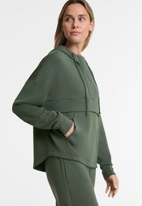 OYSHO SOFT-TOUCH WITH ZIP - Melegítőfelső - mottled dark green