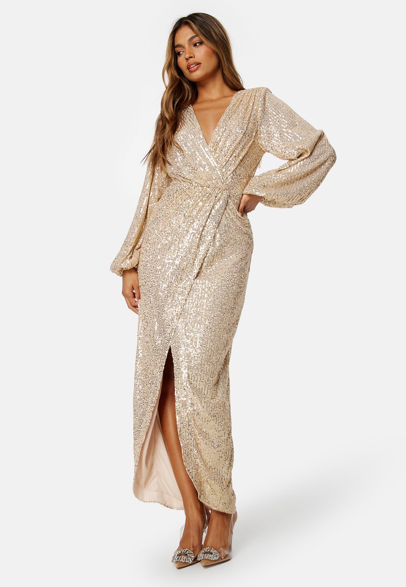 Bubbleroom SPARKLING WRAP GOWN - Abiti per occasioni speciali - light brown