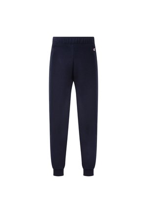 Pantalones jogger de forro polar azul marino con cintura y puños elásticos, con un pequeño logotipo de Champion en la cadera izquierda.