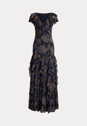 Lauren Ralph Lauren, FLORAL RUFFLE-TRIM GEORGETTE GOWN - Robe de cocktail - navy