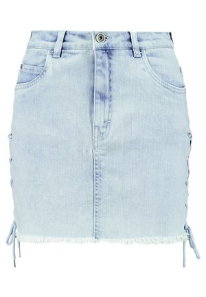 Urban Classics, LACE UP SKIRT - Denimnederdele - blue bleached