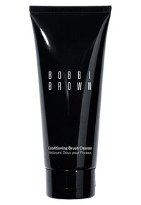 Svart klemrør med blank overflate. Fronlabelen viser "BOBBI BROWN" i hvitt, med "Conditioning Brush Cleanser" nedenfor.