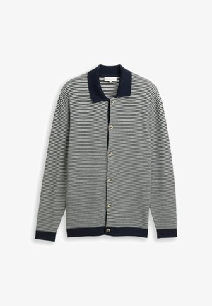 TOM TAILOR, STRICKJACKE MIT POLOKRAGEN - Strickjacke - structured stripe navy white