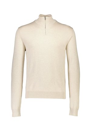 Lindbergh HALF ZIP - Stickad tröja - off white mel
