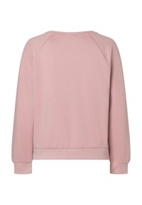 Sweatshirt rose clair à col rond, manches raglan et poignets côtelés. Fabriqué dans un mélange de coton lisse, il présente une coupe décontractée.