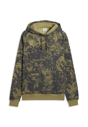 Hoodie mit Camouflage-Muster in Grün und Dunkelgrau, mit Fronttasche, verstellbarer Kapuze mit Kordelzug sowie gerippten Bündchen und Saum.
