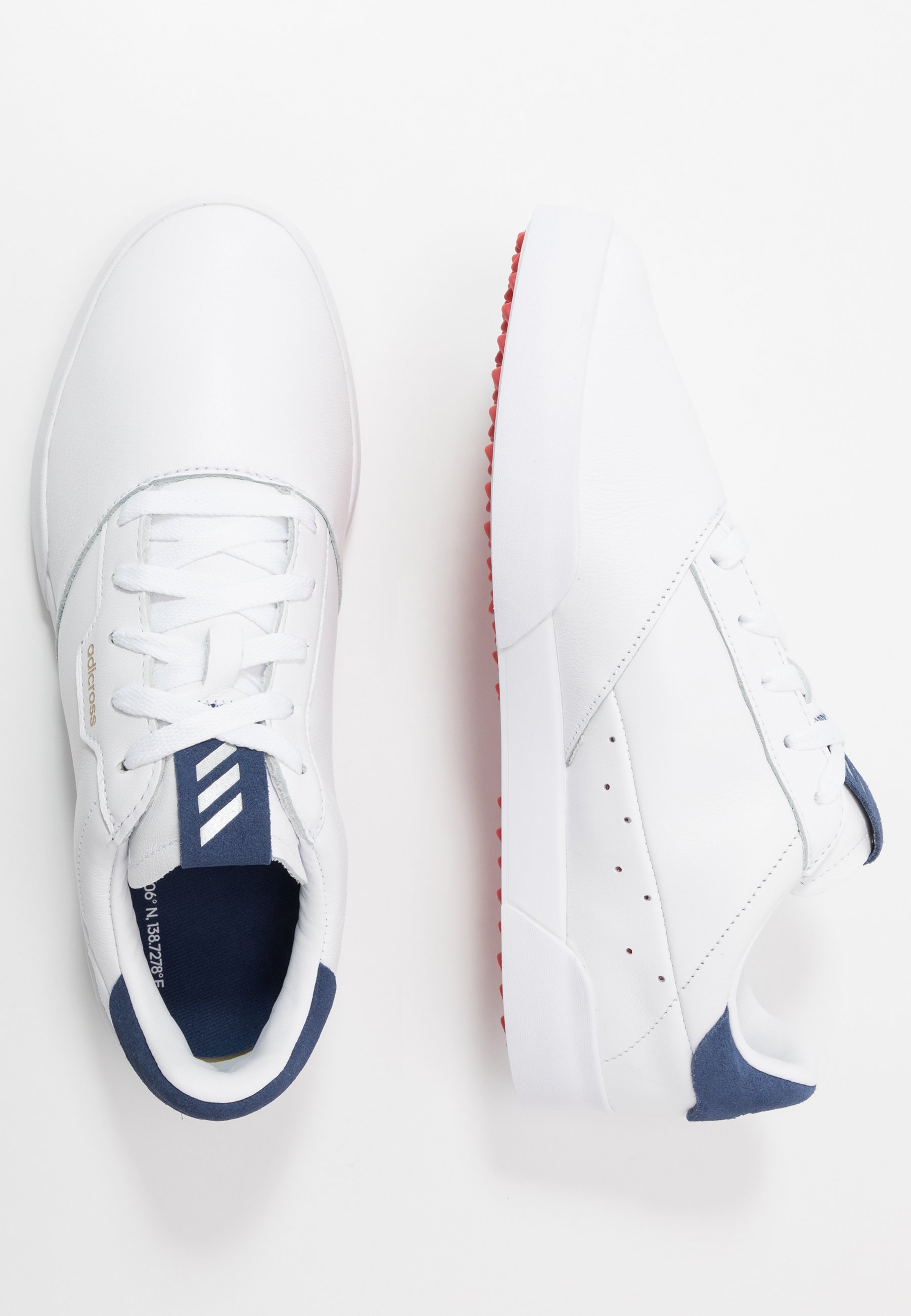adidas Golf ADICROSS RETRO - Golfsko - footwear white/silver metallic/tech  indigo/hvit - Zalando.no