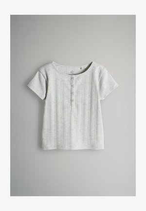THE SET, REGULAR FIT - SHORT SLEEVE HENLEY 2 PACK - T-shirt basic - grey white