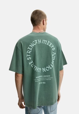 Bershka SHORT SLEEVE - PRINT - T-shirt con stampa - evergreen