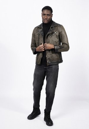 Freaky Nation JURO - Chaqueta de cuero - olive