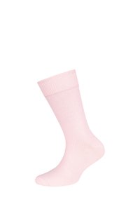 Helle rosa Baumwollsocke mit einem gerippten Bündchen, glatter Textur und einem Knöchelhöhen-Design, ideal für den Freizeit- oder Alltagsgebrauch.