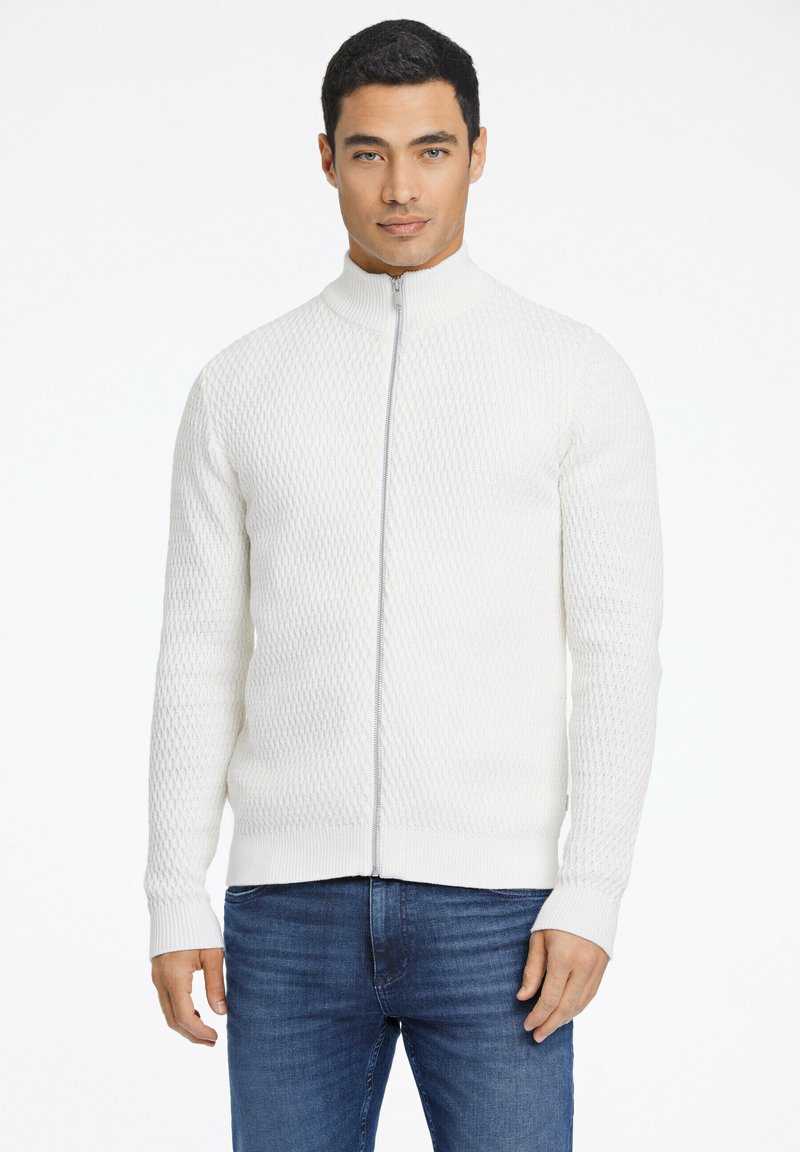 Lindbergh O-NECK STRUCTURE - Felpa con zip - off white