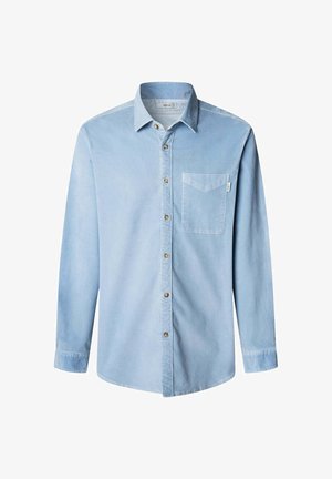 Jasnoniebieska, długosleeve koszula z guzikami, wykonana z miękkiej tkaniny. Posiada kieszonkę z przodu i pięć guzików na froncie. Regularny krój.