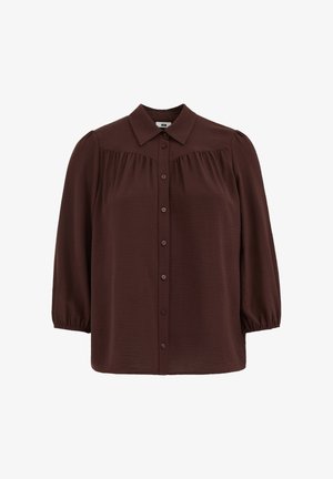 WE Fashion, CURVE - Nööpidega pluus - dark brown