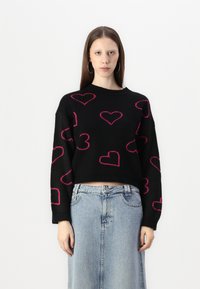 ONLY ONLHAPPIE HEART O NECK - Strickpullover - black