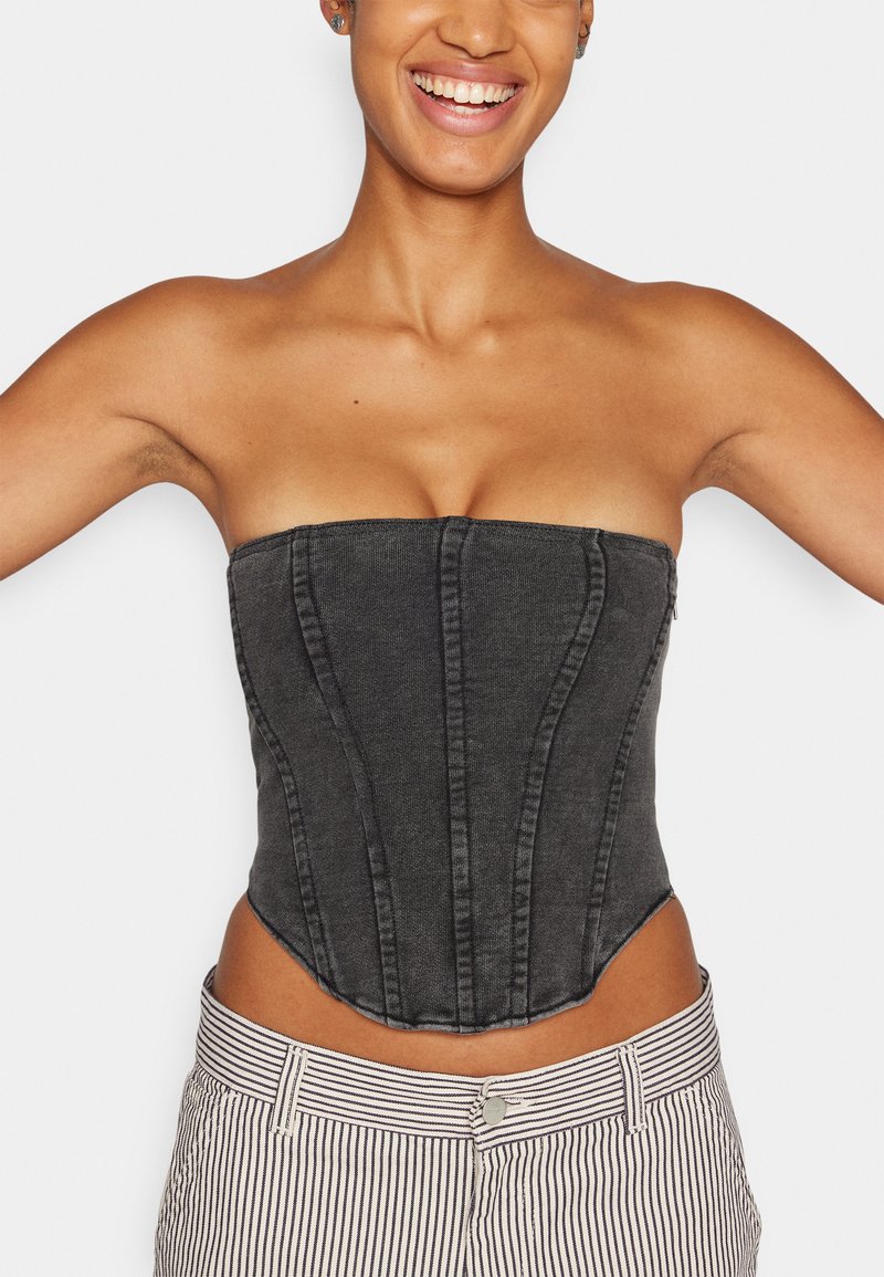 Good American Blouse zwart denim/blackdenim