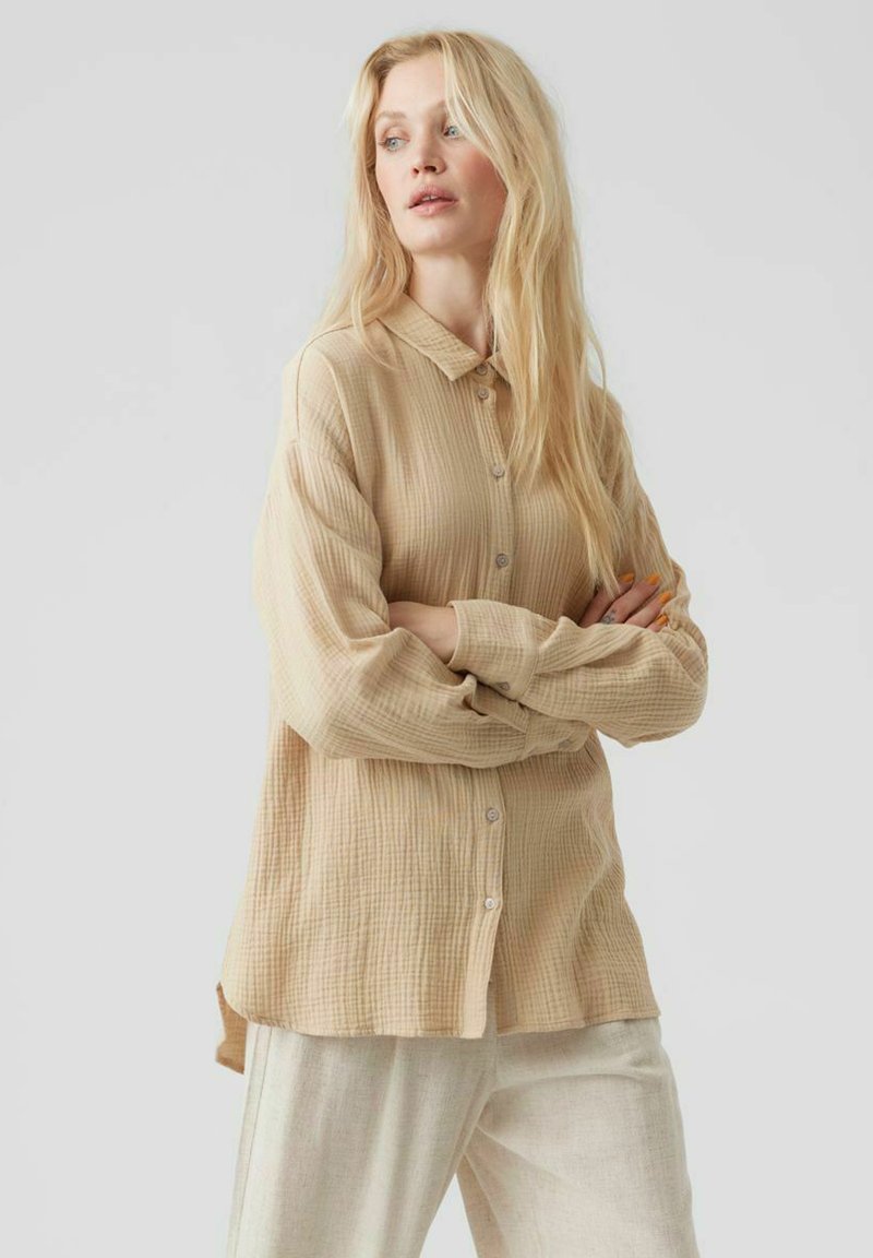 Vero Moda Skjorta irish cream/beigemelerad Zalando.se