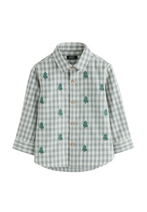 REGULAR FIT - LONG SLEEVE ALL OVER EMBROIDERY GINGHAM CHECK CHRISTMAS  - Skjorta - grey ecru