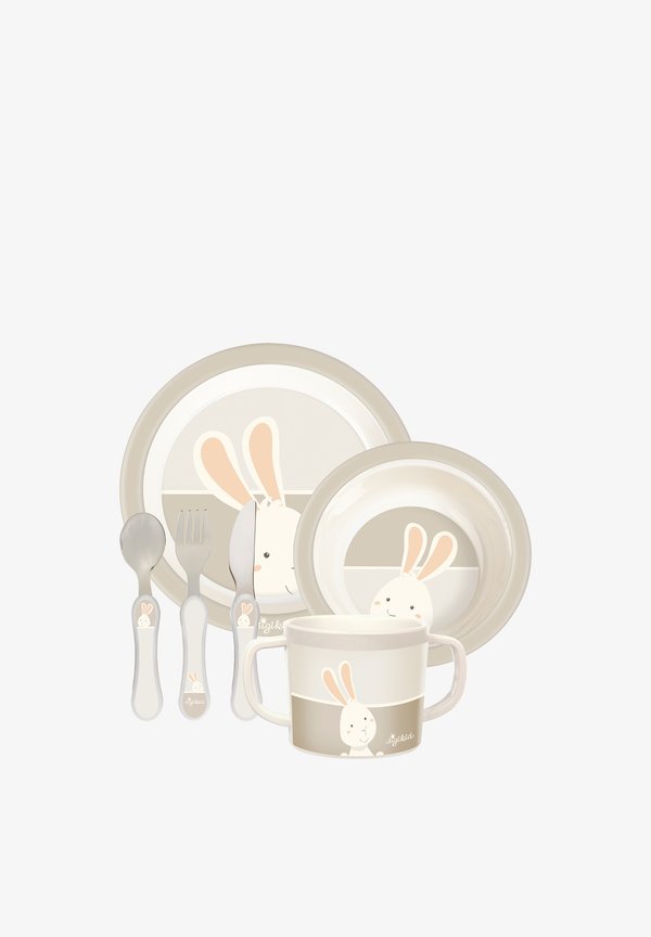 SET HASE 6 TLG R PET – Kinder Geschirrset – beige