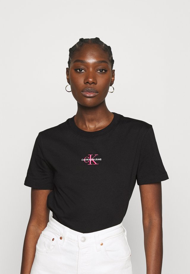 MONOGRAM LOGO TEE - T-shirt basic -  black/party pink