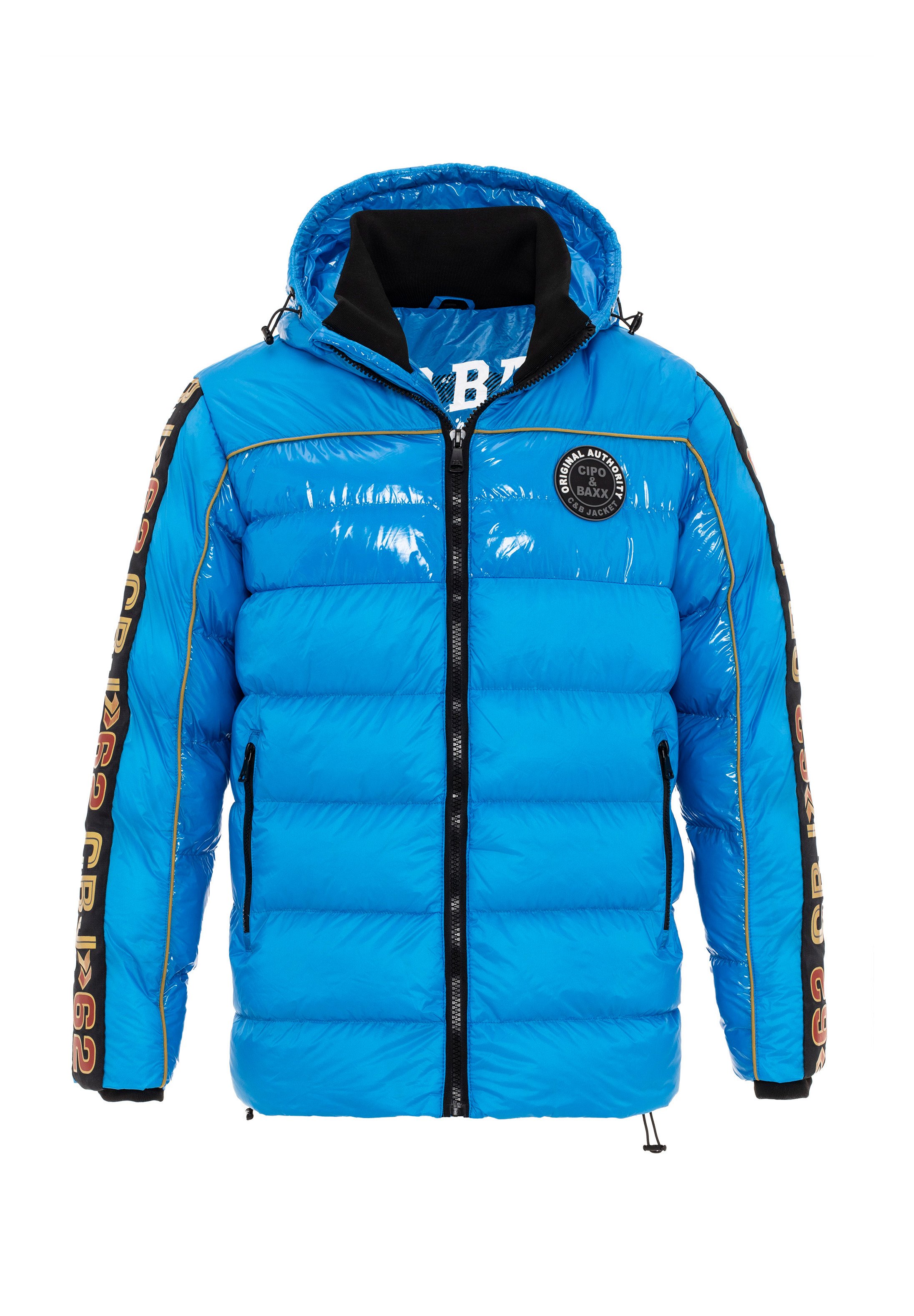 Cipo & Baxx heren winterjas capuchonparka gewatteerde kunstleren jas