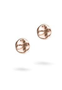 Rosaguld stiftøreringe med en legende, uregelmæssig form og en tekstureret overflade, der fremhæver glatte og skinnende accenter.