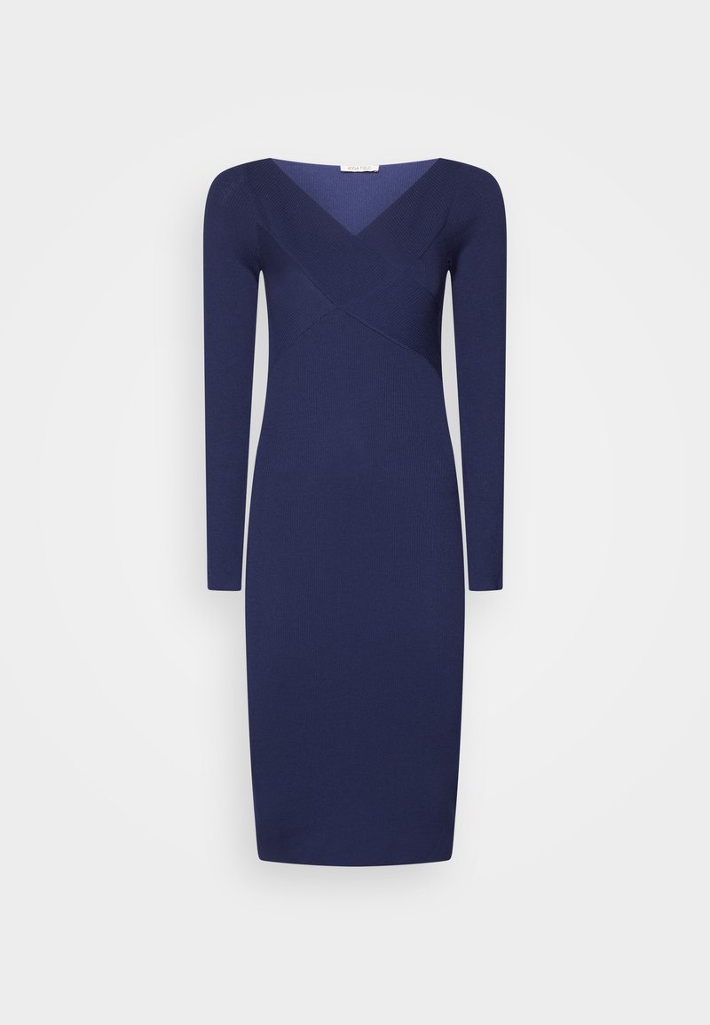 Anna Field V AUSSCHNITT BODYCON MIDI STRICKKLEID - Φόρεμα σε ίσια γραμμή - dark blue