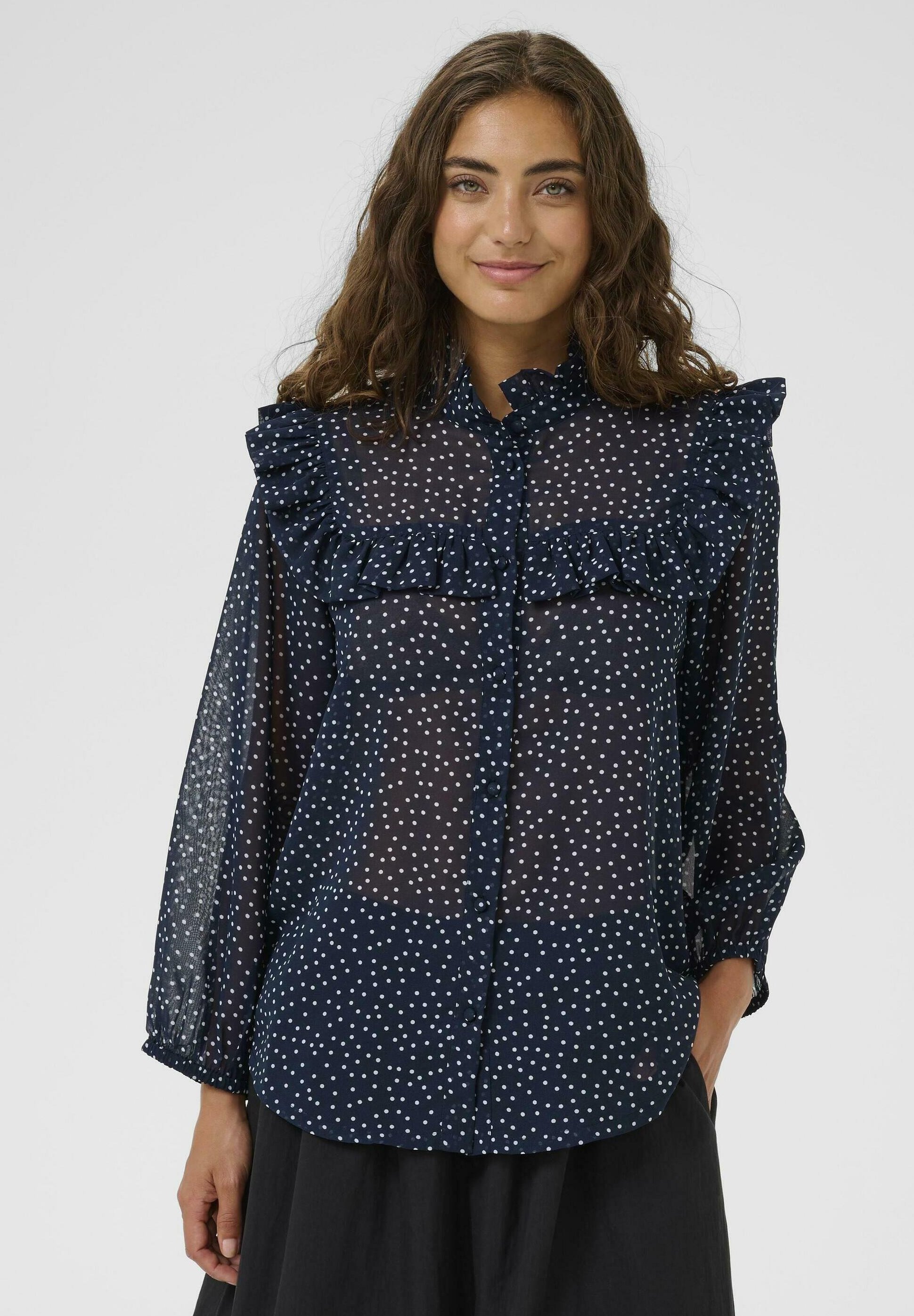 Culture CUALITA SHIRT - Button-down blouse - dress blues white dots/blue -  Zalando.ie