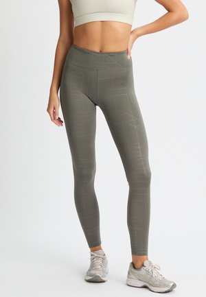 LOGO EFFECT HIGH WAIST  - Leggings - gunmetal logo emboss