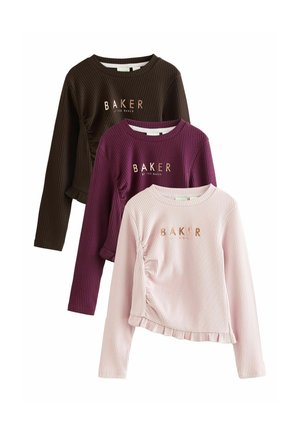 Baker by Ted Baker, REGULAR FIT - 3 PACK ASYMMETRIC RIBBED LONG SLEEVE TOPS - Langarmshirt - multi