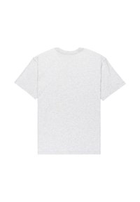 Gray cotton t-shirt, short sleeves, crew neck, plain design with no graphics. Soft texture and regular fit.