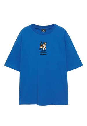 PULL&BEAR, CAT GRAPHIC - T-SHIRT - T-shirt con stampa - mottled dark blue