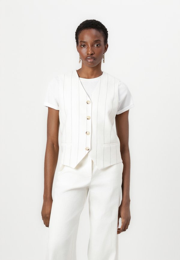 PINSTRIPE VEST - Waistcoat - eggshell