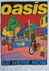 Barevný grafický design zobrazuje živou venkovní scénu s bazénem, autem a koloběžkou. Text zní "oáza" a "BUĎ TEĎ ZDE" výrazně.