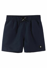 Férfi úszóshorts, egyszínű sötétkék színben. K�önnyű anyagból készült, rugalmas derékkal, állítható húzózsinórral és logópával.