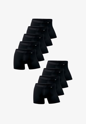 Pakke med 10 sorte boxershorts lavet af strækstof. Har en bred elastisk talje og en tætsiddende pasform. Enkel design uden mønstre.