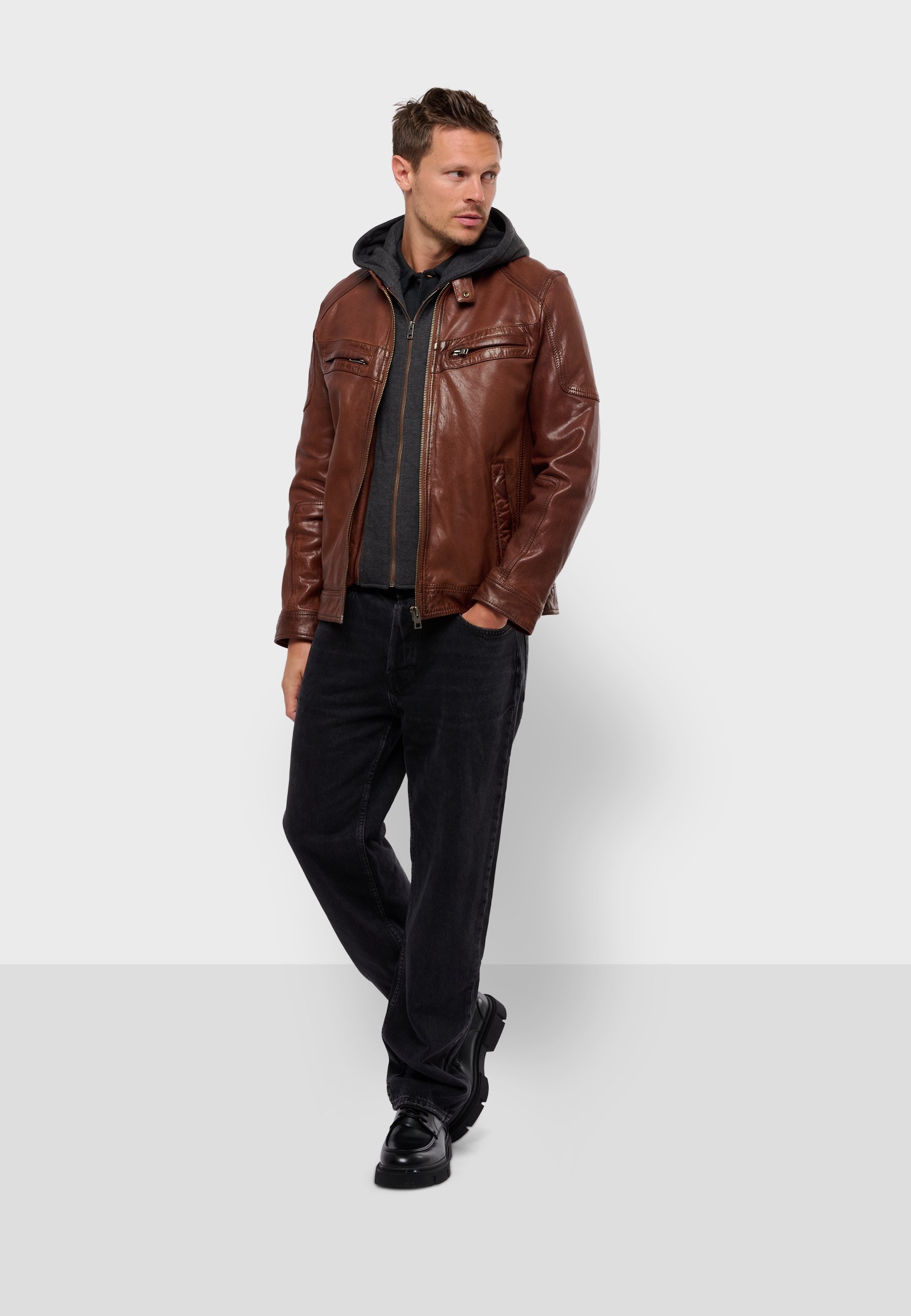 Oakwood - Kurtka skórzana/koniakowy - Zalando.pl