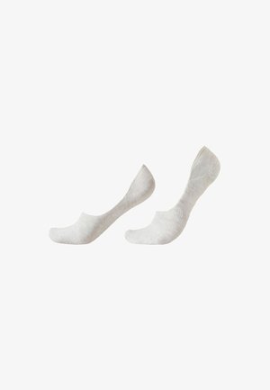 Chaussettes blanches à la cheville en mélange de coton, avec une conception basse et une texture lisse, présentant un bout arrondi et des bords sans couture.