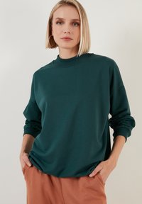 LELA - HIGH COLLAR  - Gornji dio trenirke - dark green melange Minijatura 1