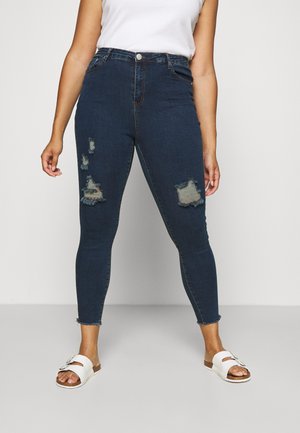 RIPPED WREN - Jeans Skinny - dark blue rinse