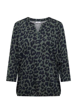 Cecil, 3/4-ARM SHIRT MIT SPLIT NECK UND LEO-MUSTER - T-shirt à manches longues - dried olive green