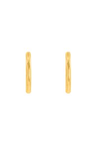 Boucles d'oreilles en or en forme de créole avec une surface lisse et épurée. Elles présentent un design arrondi et une finition polie, mettant en valeur leur esthétique minimaliste.