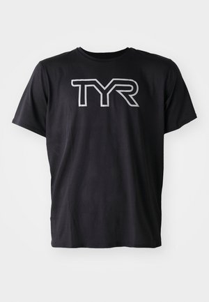 TYR AIRTEC SHORT SLEEVE TEE LARGE LOGO - Sports T-shirt - black