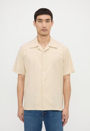 STRIPED SHIRT WITH LAPEL COLLAR - Overhemd - beige
