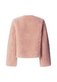 Faux-fur Jacke in Soft-Pink, mit kastiger Form, langen Ärmeln und strukturierter, flauschiger Oberfläche ohne Verschlüsse.